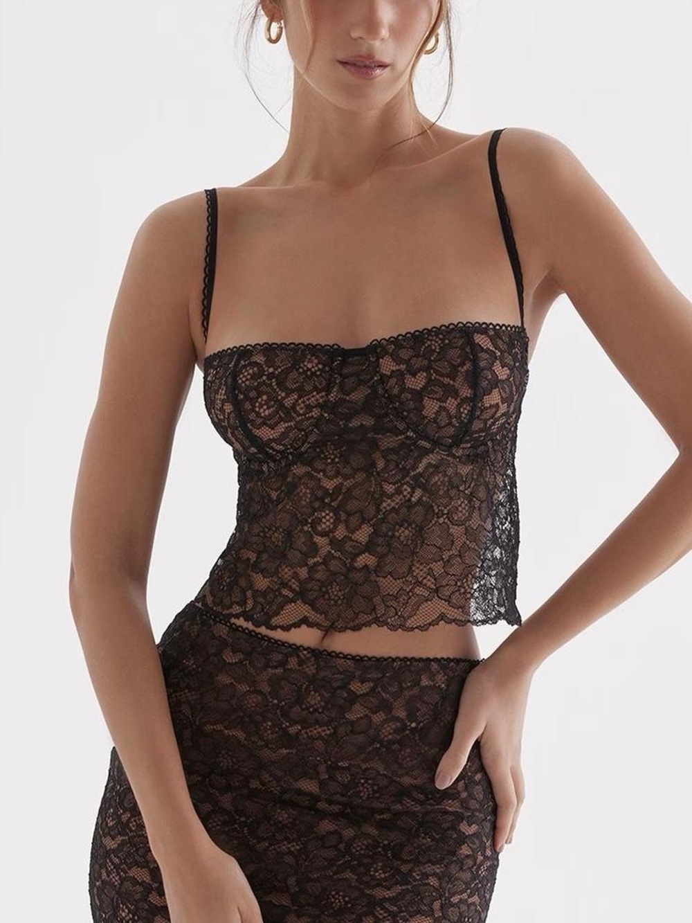 House of CB Black Lace Chemise Slip